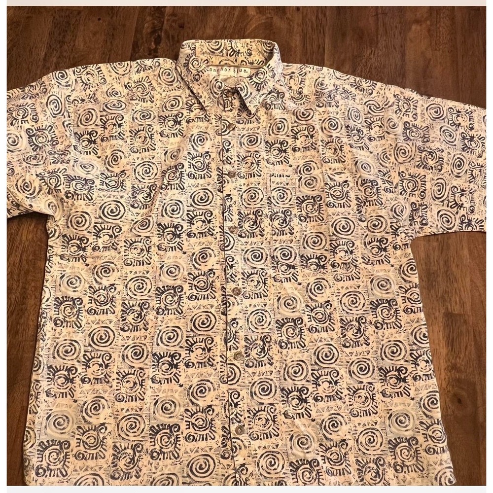 Y2K vintage Anchor Blue button up shirt size medium‎